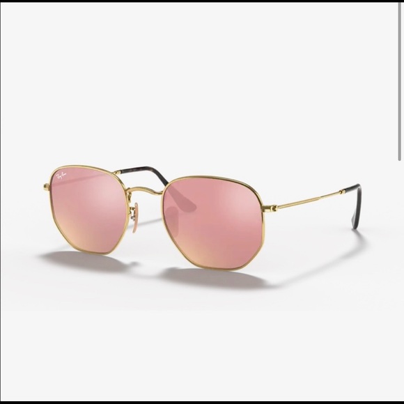 Ray-Ban Accessories - Ray-Ban RB3548N Hexagonal Flat Lenses Sunglasses- Gold Frame Pink Lenses- NWT